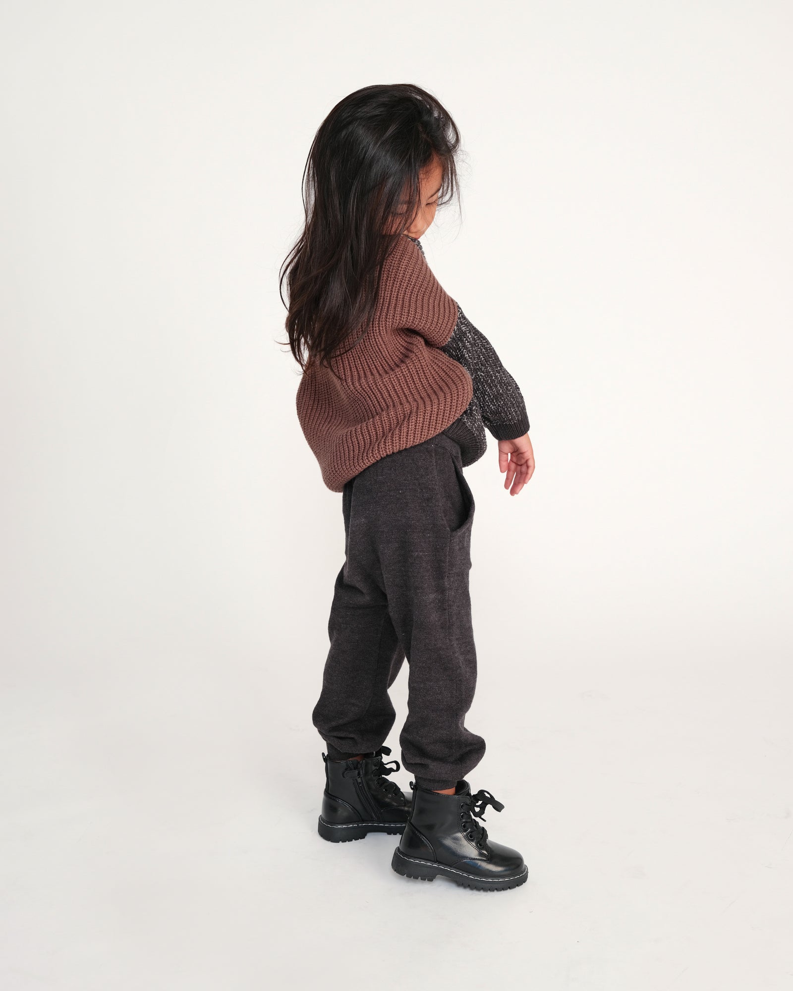 Black Melange Ribbed Joggers - Chunky - Twinkle Twinkle Little One