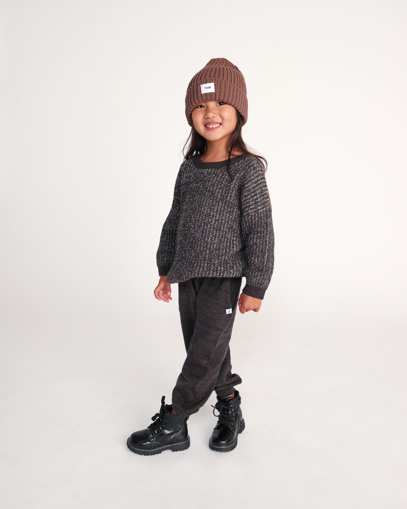 Black Melange Ribbed Joggers - Chunky - Twinkle Twinkle Little One
