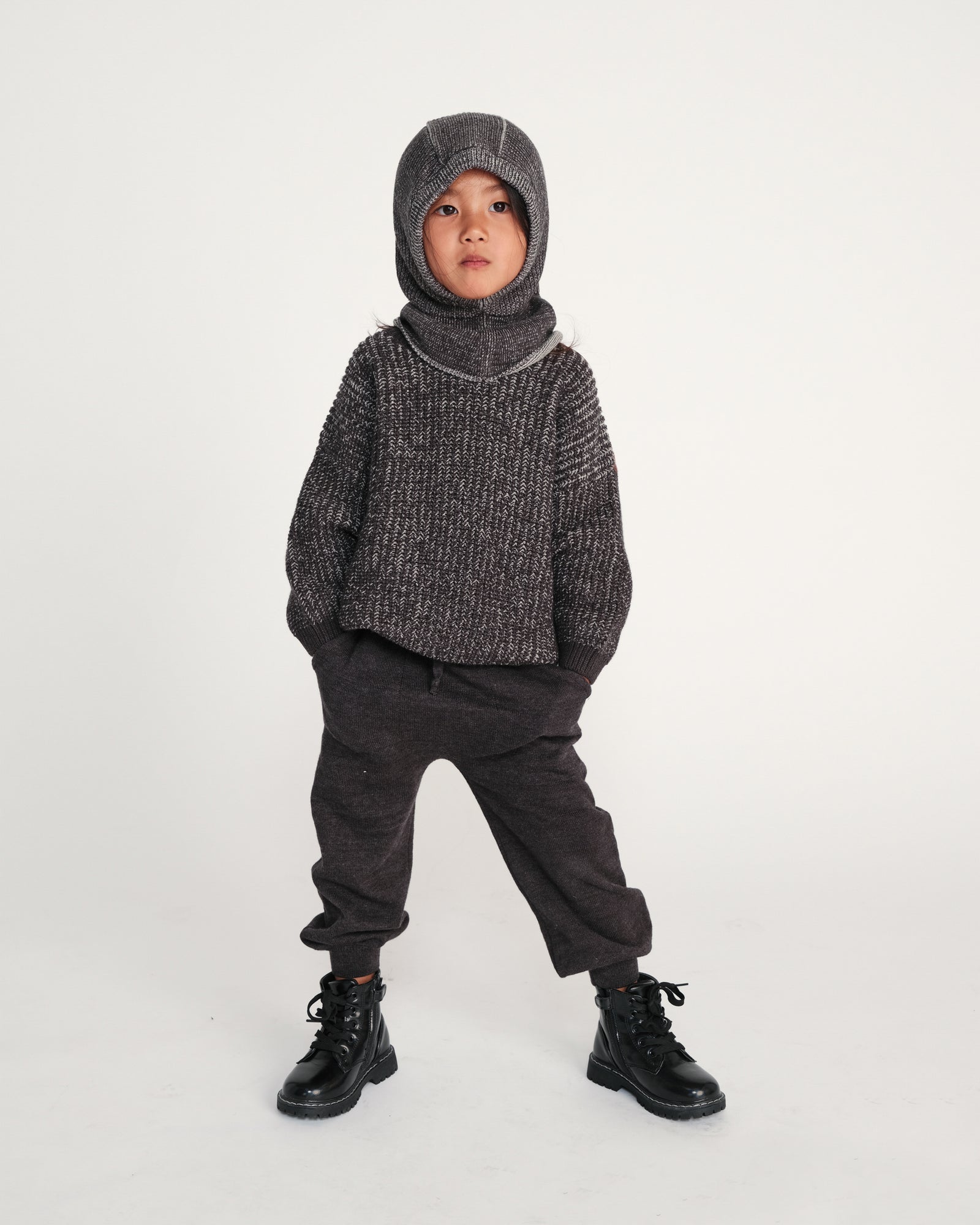 Black Melange Ribbed Joggers - Chunky - Twinkle Twinkle Little One