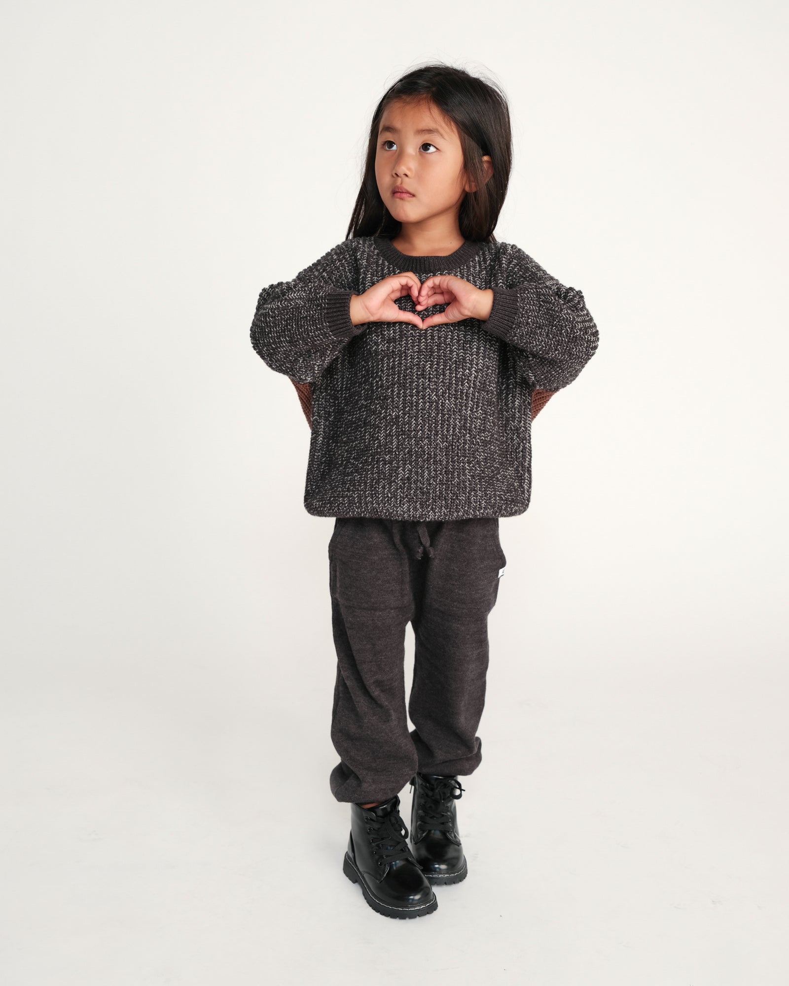 Black Melange Ribbed Joggers - Chunky - Twinkle Twinkle Little One