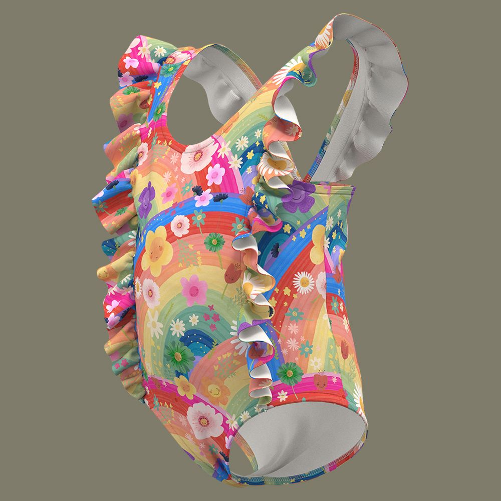 Rainbow Flowers Ruffle Swimsuit - Twinkle Twinkle Little One