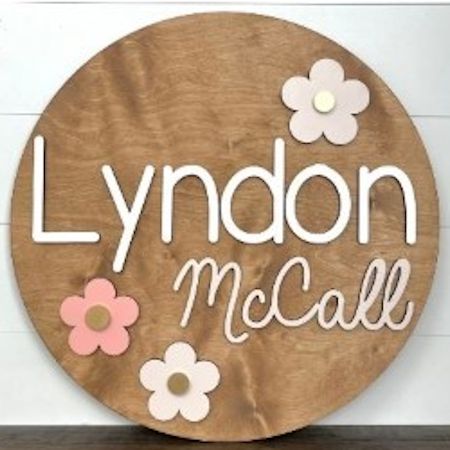 Sugar + Maple Round Personalized Name Sign | Retro - Twinkle Twinkle Little One
