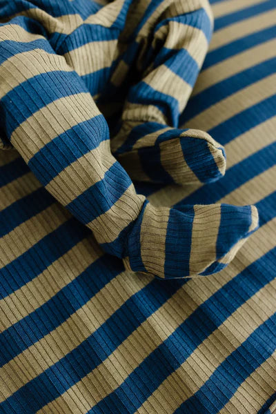 Lou Lou & Company Rome (Navy) Ribbed Top, Bottom & Top Knot Hat Set - Twinkle Twinkle Little One