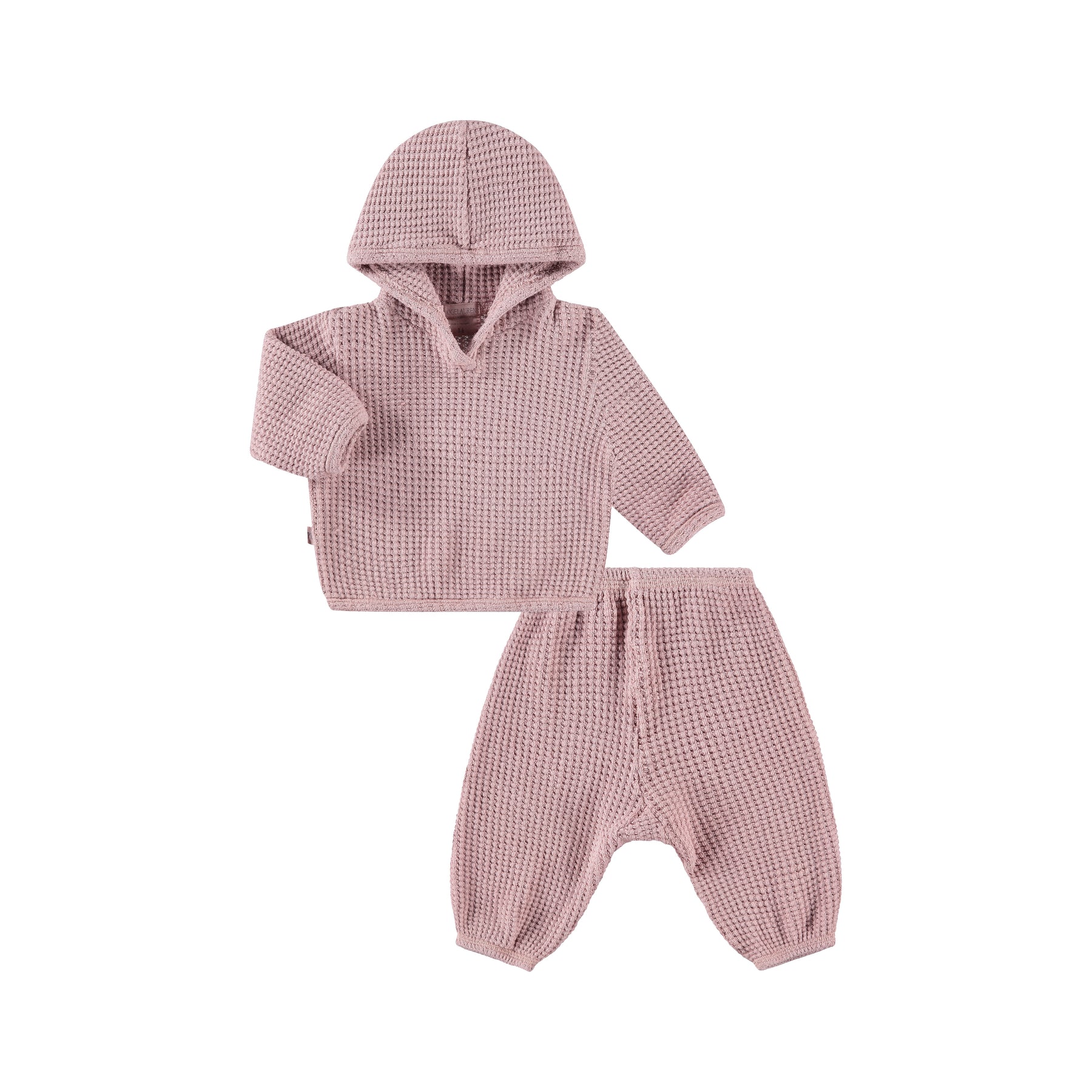 Chunky Thermal Loungewear Hoodie Set - Shell Pink