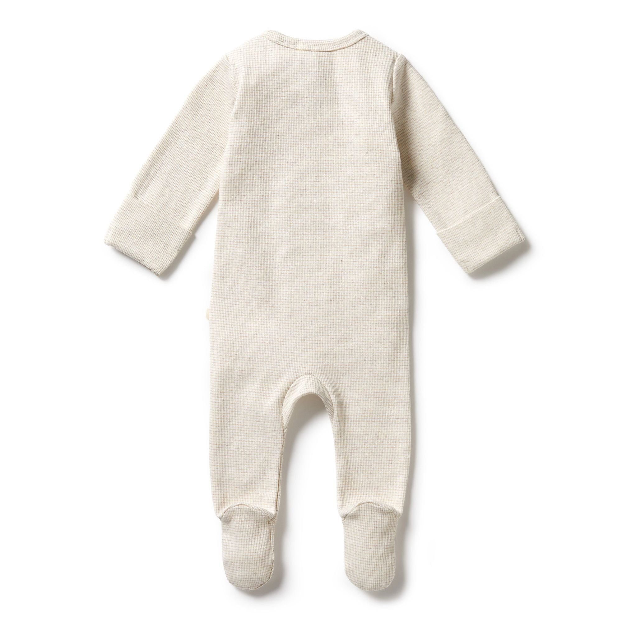 Organic Stripe Rib Zipsuit with Feet - Oatmeal - Twinkle Twinkle Little One