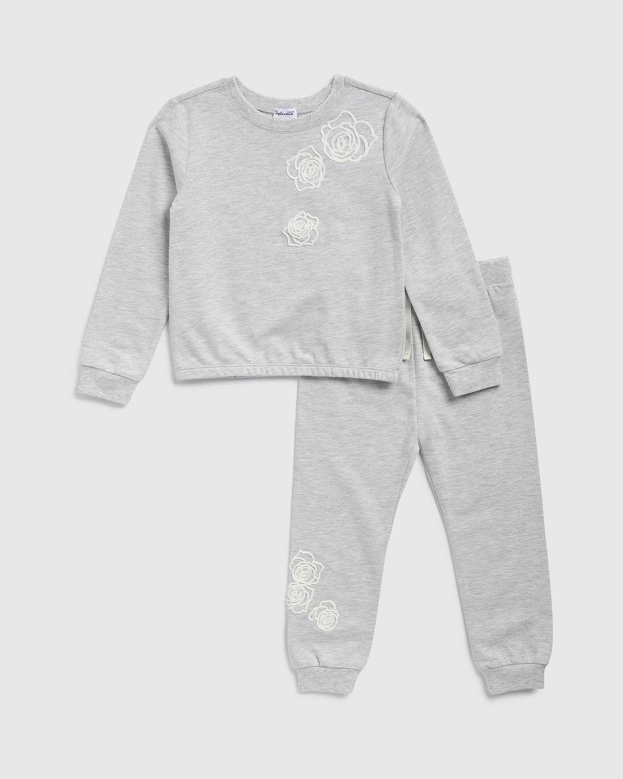 Toddler Girl Rose Embroidered Sweatshirt Set