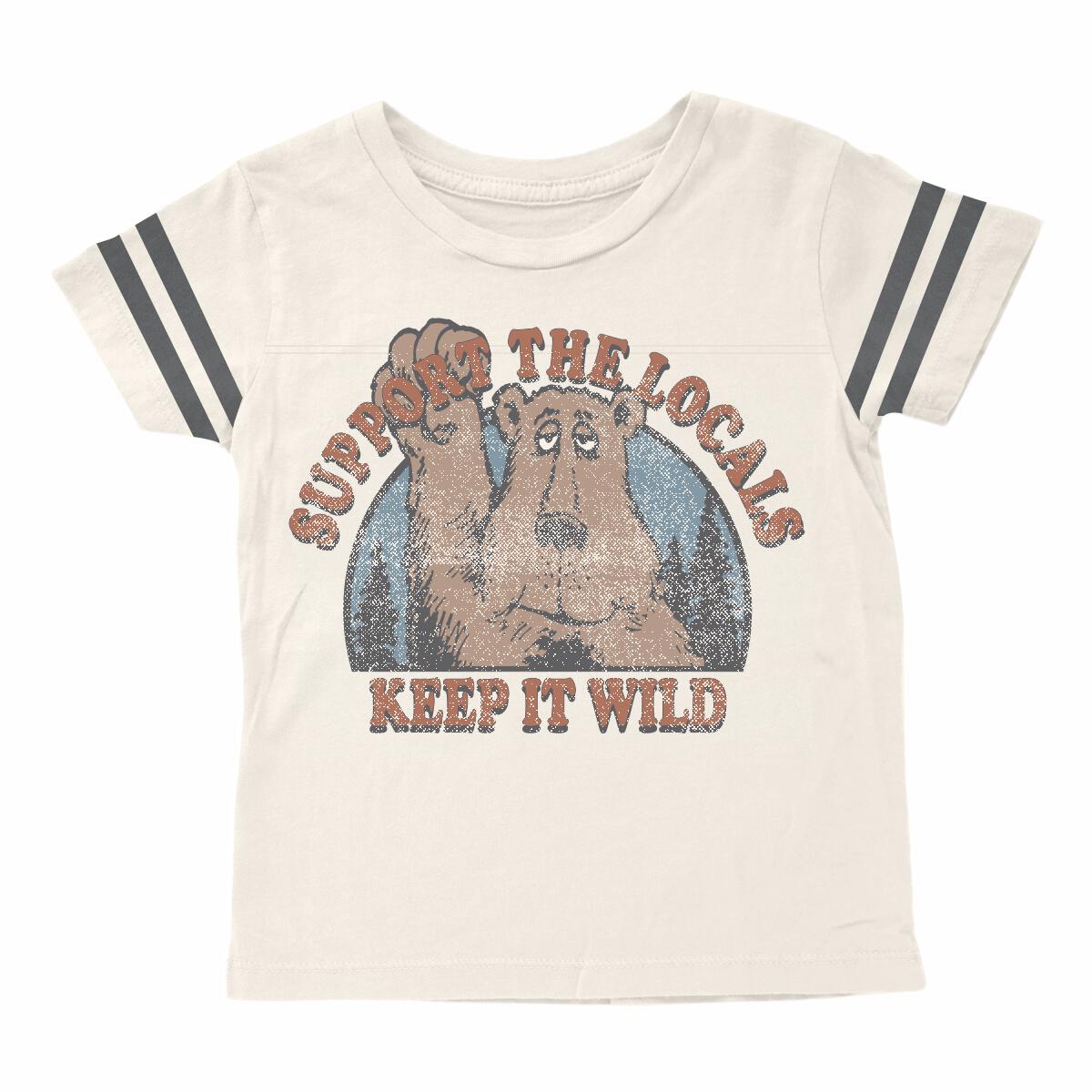 Tiny Whales Support the Locals Football Tee - Natural/Black - Twinkle Twinkle Little One