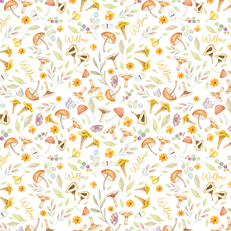 Sugar + Maple Personalized Bib | Whimsical Mushroom - Twinkle Twinkle Little One