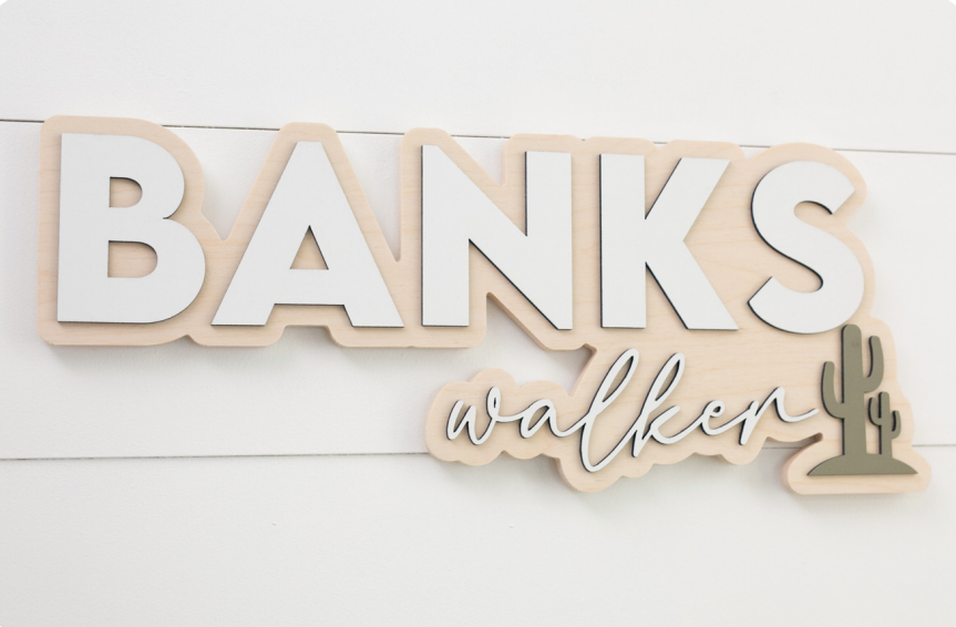 Sugar + Maple Personalized Bubble Wood Sign | Cactus - Twinkle Twinkle Little One