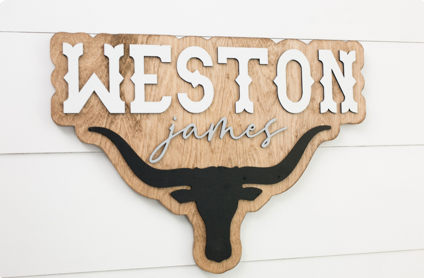 Sugar + Maple Personalized Bubble Wood Sign | Longhorn - Twinkle Twinkle Little One