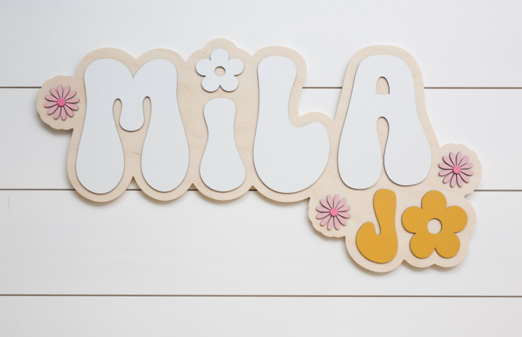 Sugar + Maple Personalized Bubble Wood Sign | Groovy - Twinkle Twinkle Little One