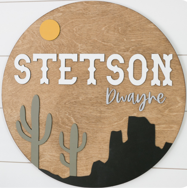 Sugar + Maple Round Personalized Name Sign | Desert - Twinkle Twinkle Little One
