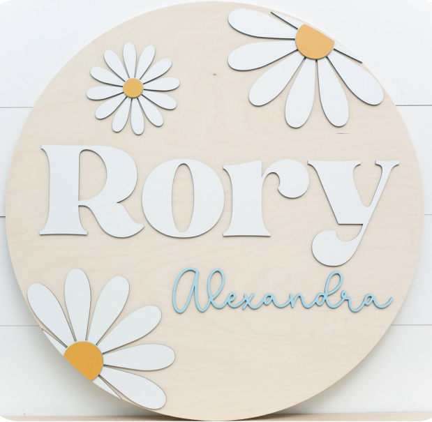 Sugar + Maple Round Personalized Name Sign | Daisy - Twinkle Twinkle Little One