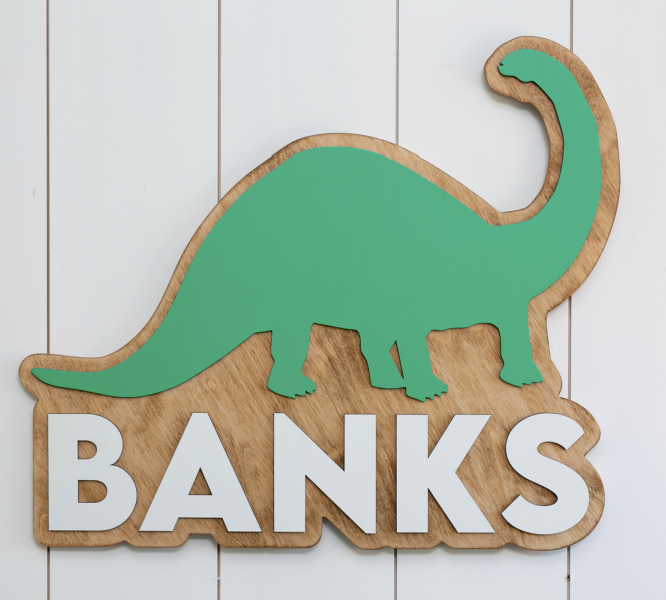Sugar + Maple Cutout Personalized Name Sign | Dinosaur - Twinkle Twinkle Little One