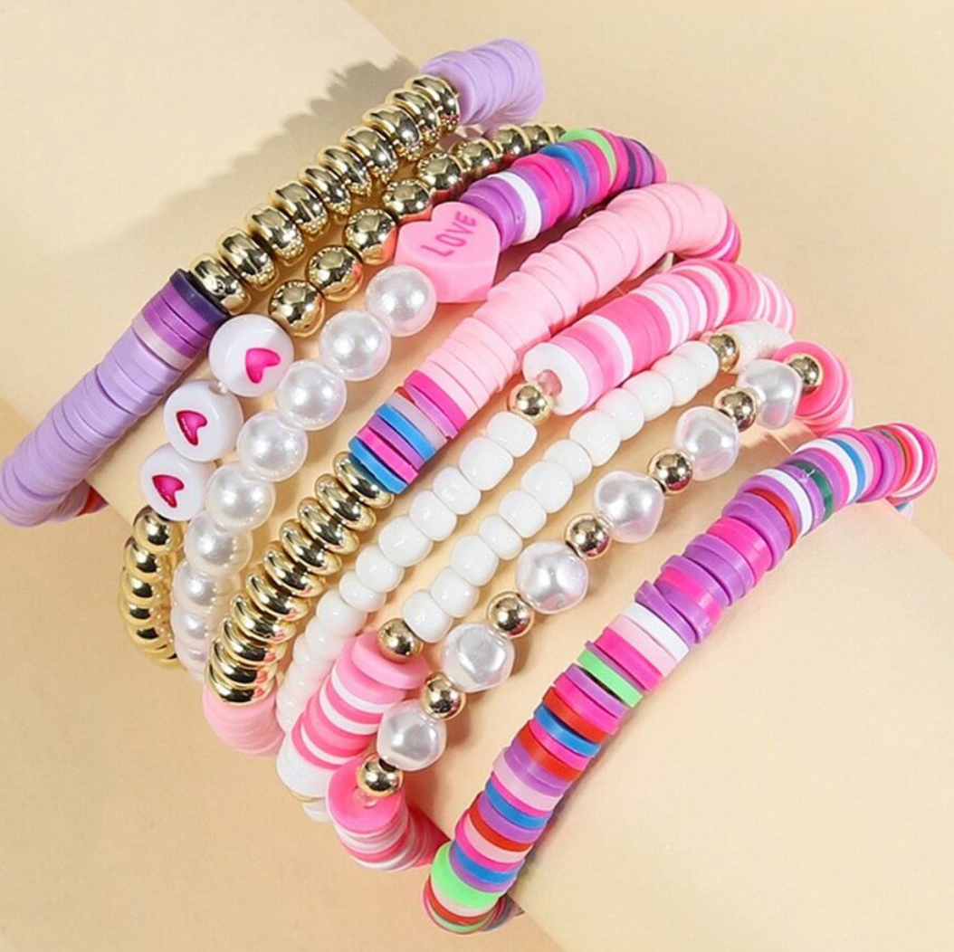 Hearts & Pearl Colorful Fun Bracelet Set - Twinkle Twinkle Little One