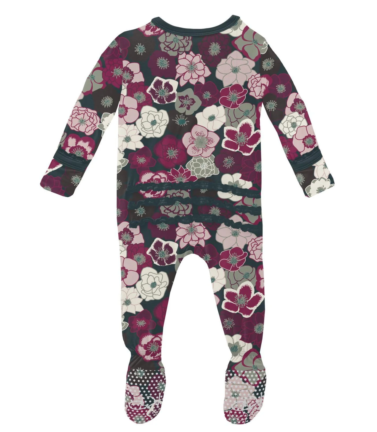 Kickee Pants - Print Classic Ruffle Footie with Zipper - Hellebores - Twinkle Twinkle Little One