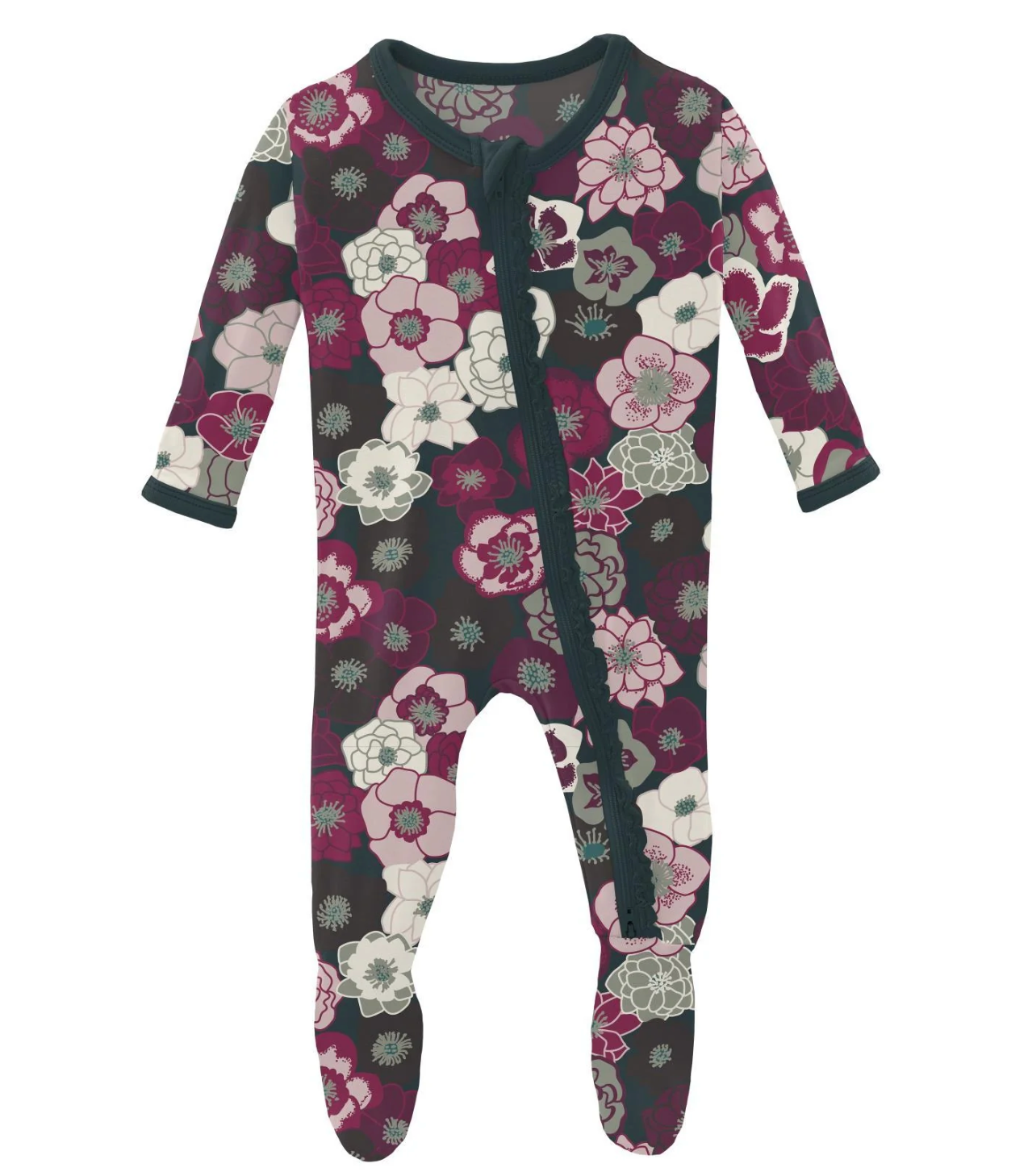 Kickee Pants - Print Classic Ruffle Footie with Zipper - Hellebores - Twinkle Twinkle Little One