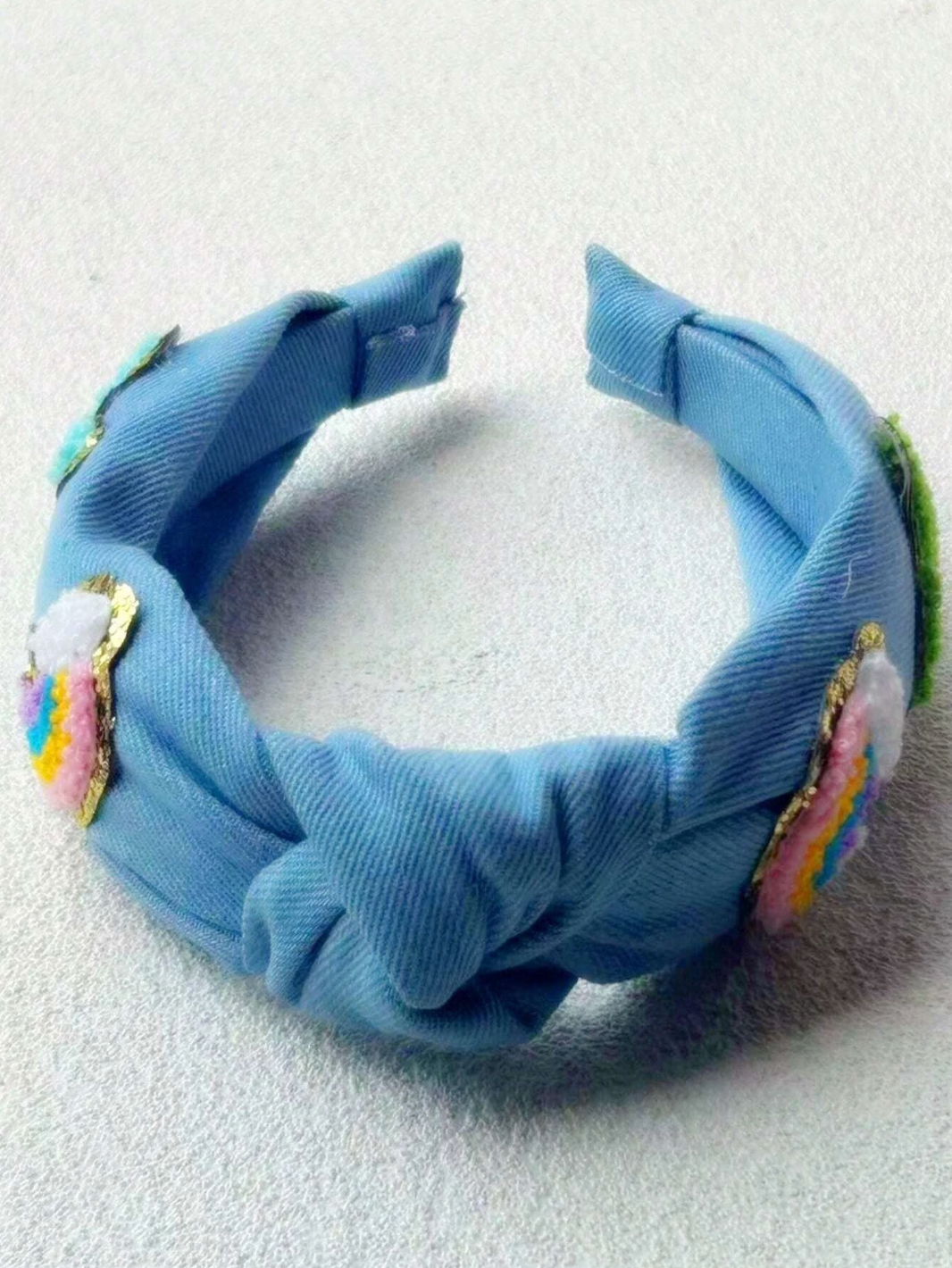 Light Denim Chenille Patch Headband - Twinkle Twinkle Little One
