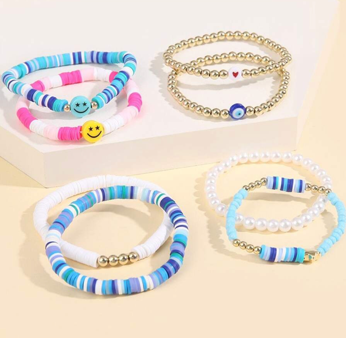 Smiley Colorful Fun Bracelet Set - Blue - Twinkle Twinkle Little One