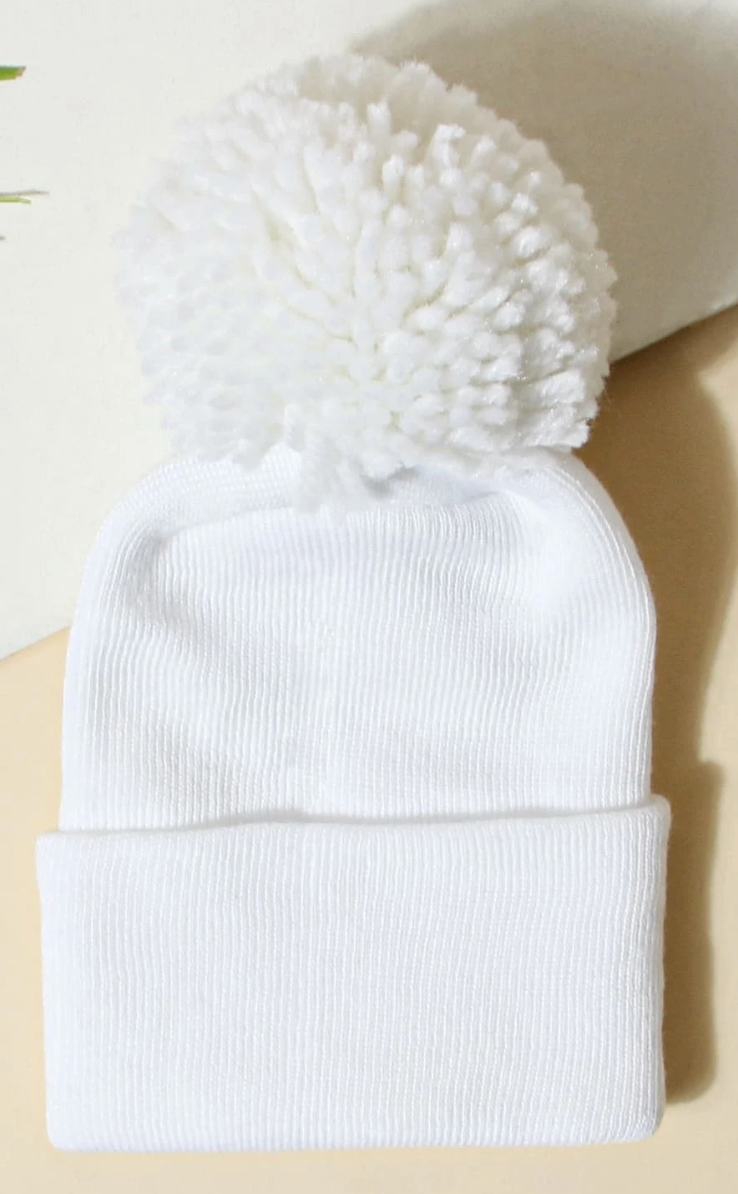 Baby's First Pom Hat - White - Twinkle Twinkle Little One