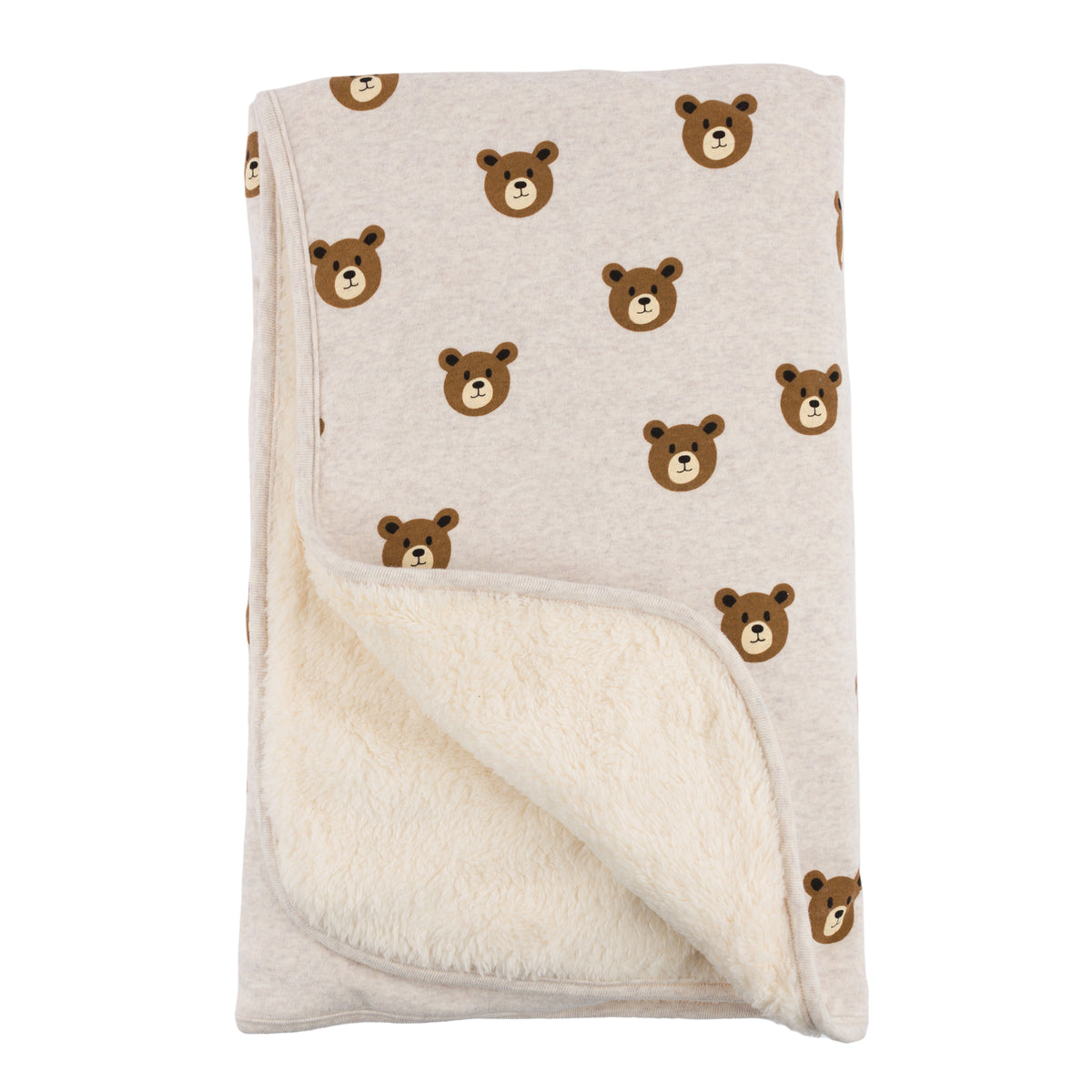 Teddy Bear Face Print Snowdrift Layette Blanket - Malt - Twinkle Twinkle Little One