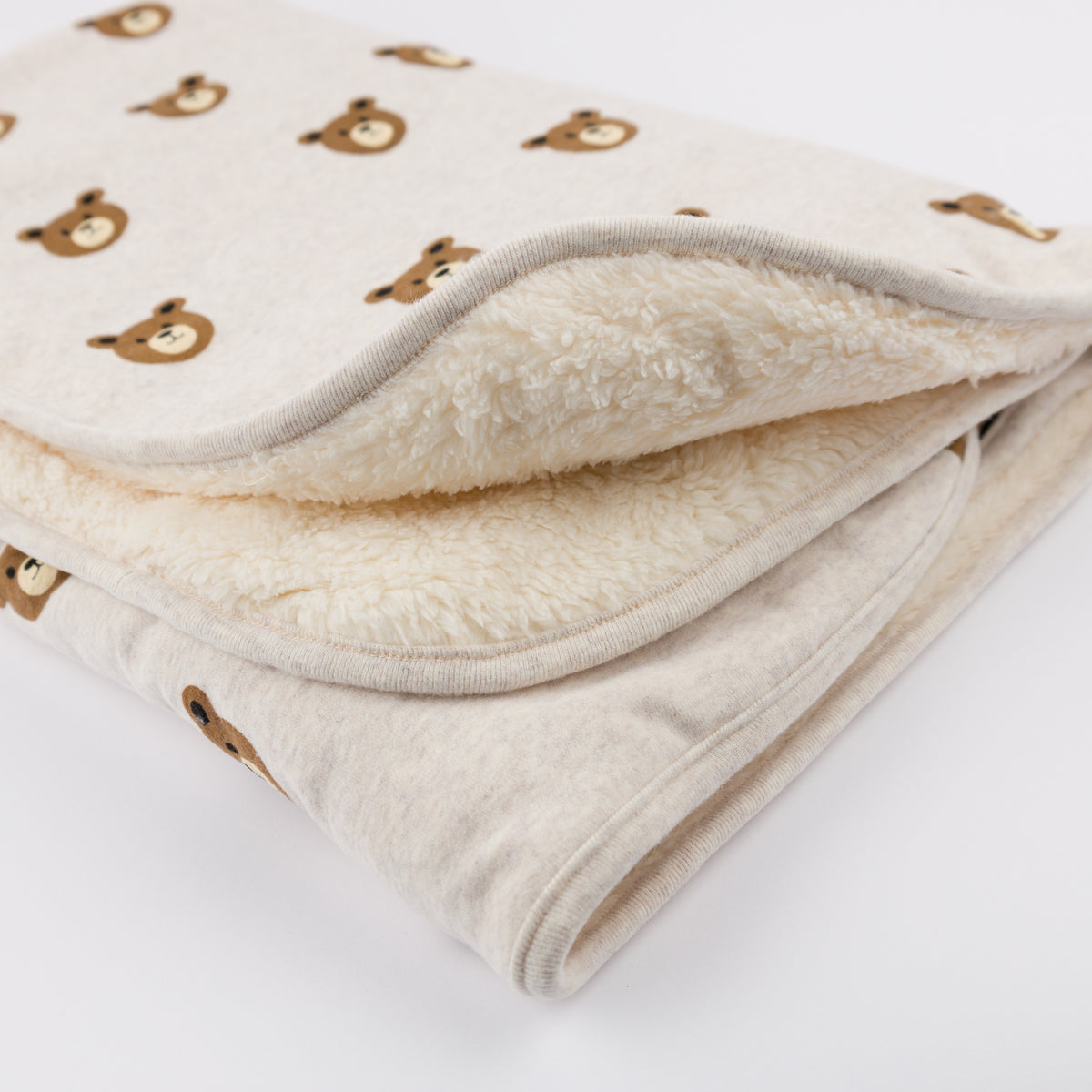 Teddy Bear Face Print Snowdrift Layette Blanket - Malt - Twinkle Twinkle Little One