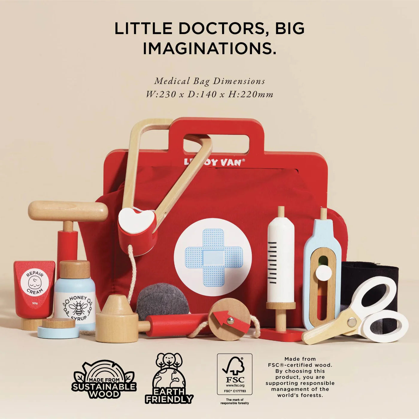 Vintage Doctor Roleplay Wooden Kit