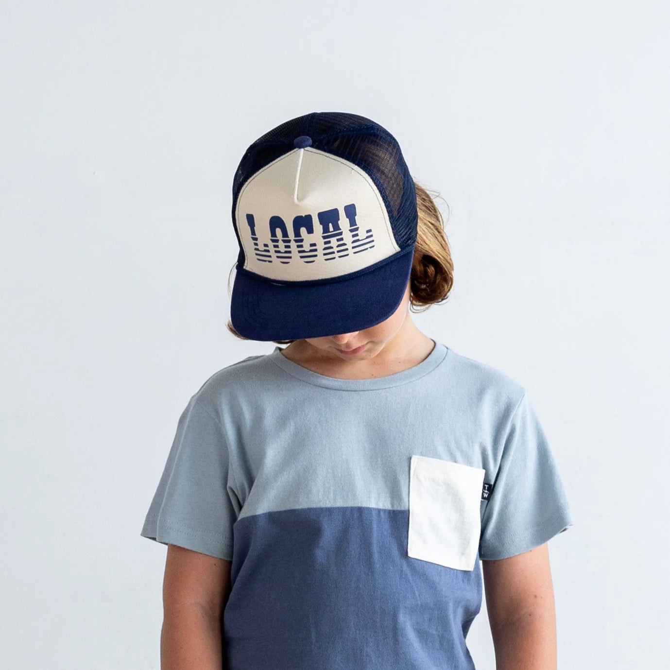 Tiny Whales Local Trucker Hat - Natural & Navy - Twinkle Twinkle Little One