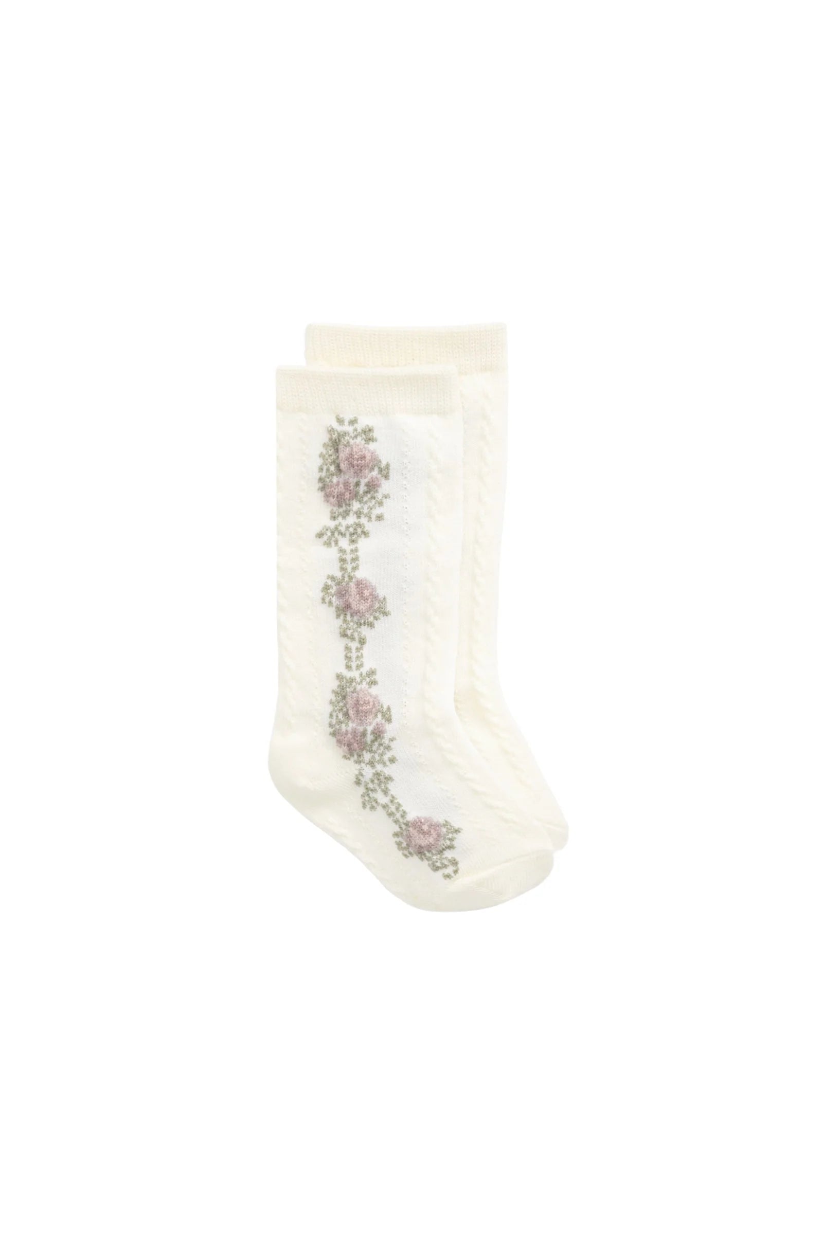 Tasha Floral Jacquard Sock Egret - Twinkle Twinkle Little One