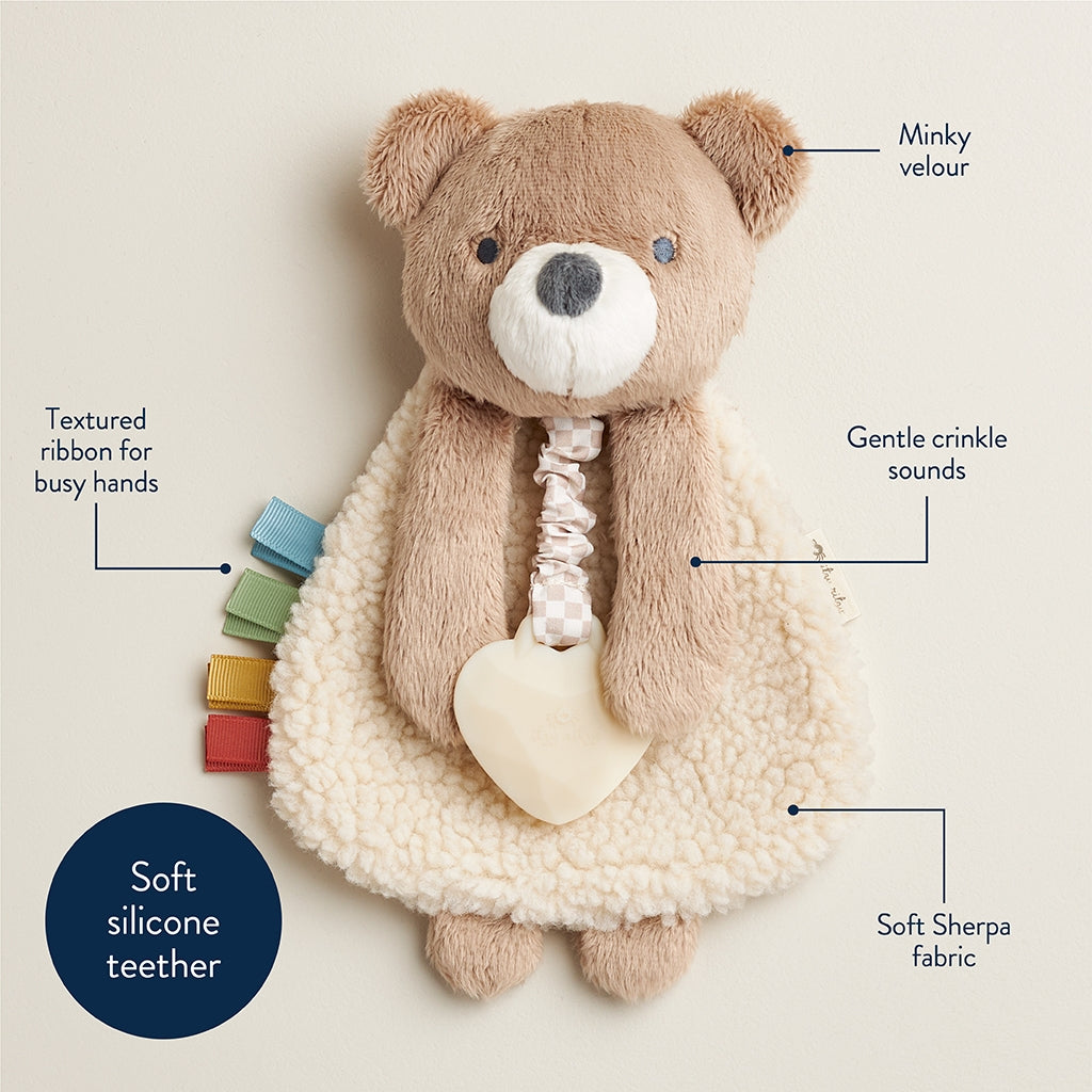 Itzy Lovey™ Plush And Teether Toy - Theo the Bear - Twinkle Twinkle Little One