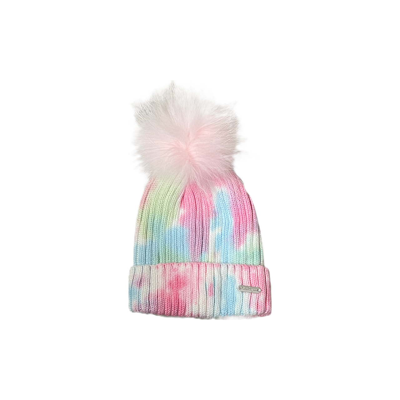 Tie Dye Beanie Hat With Tipped Fur Pom - Twinkle Twinkle Little One