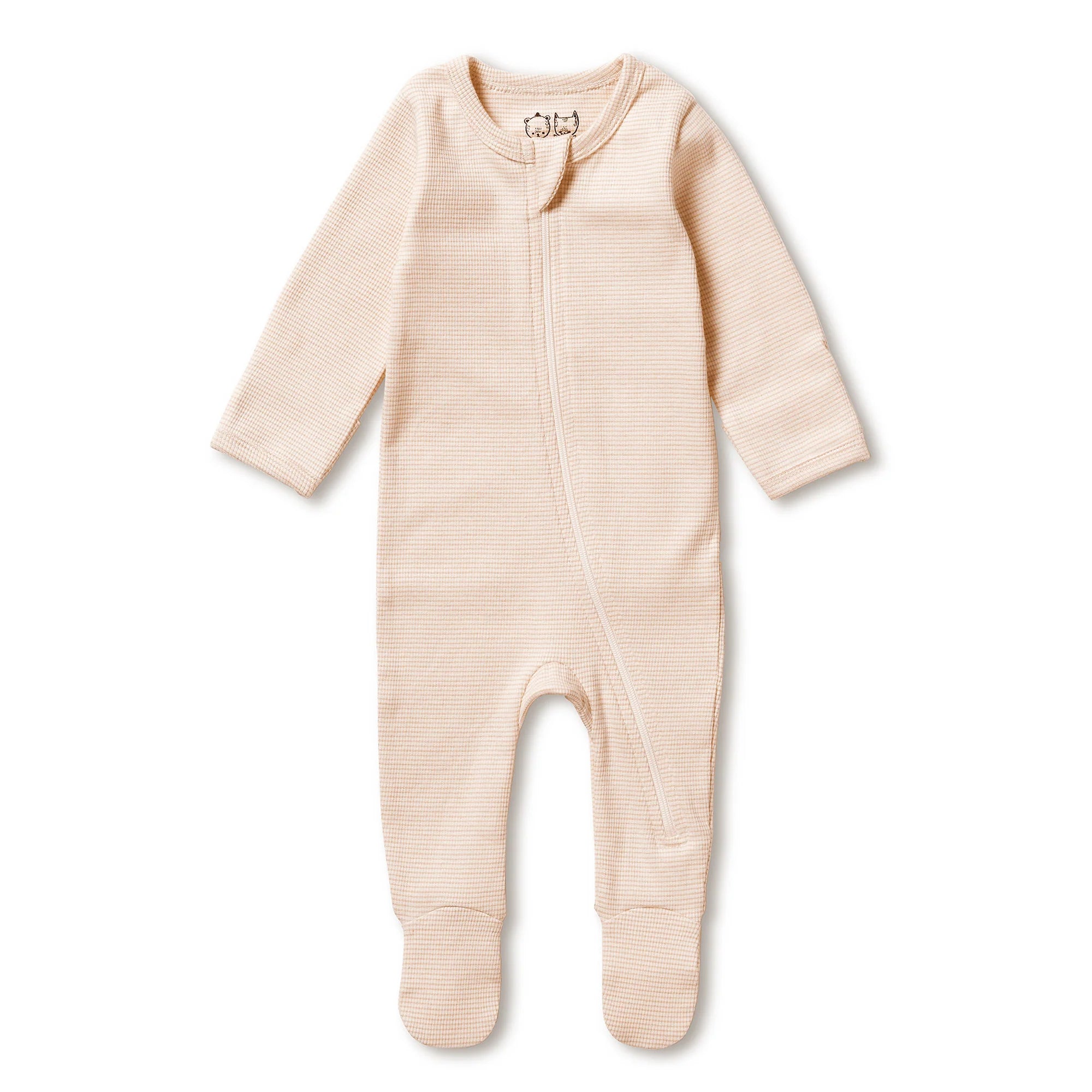 Organic Stripe Rib Zipsuit with Feet - Cantaloupe - Twinkle Twinkle Little One