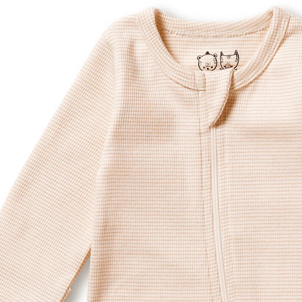 Organic Stripe Rib Zipsuit with Feet - Cantaloupe - Twinkle Twinkle Little One