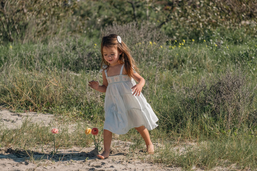 Crochet Dress in Blue Bouquet