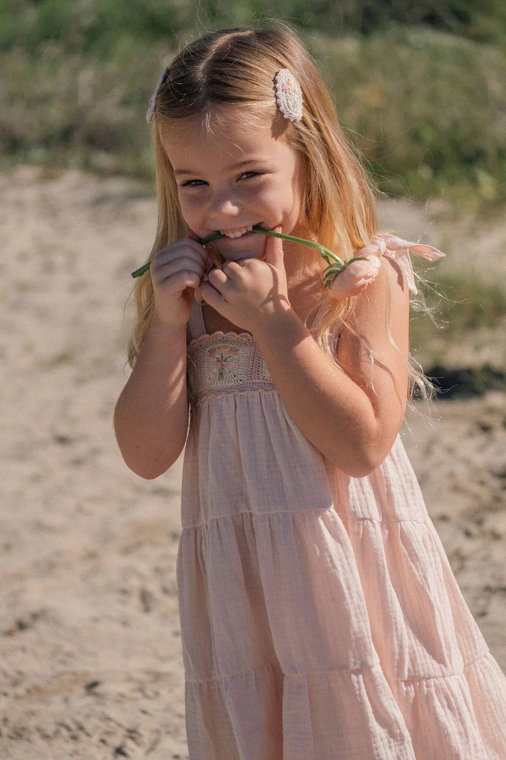 Crochet Dress in Pink Bouquet