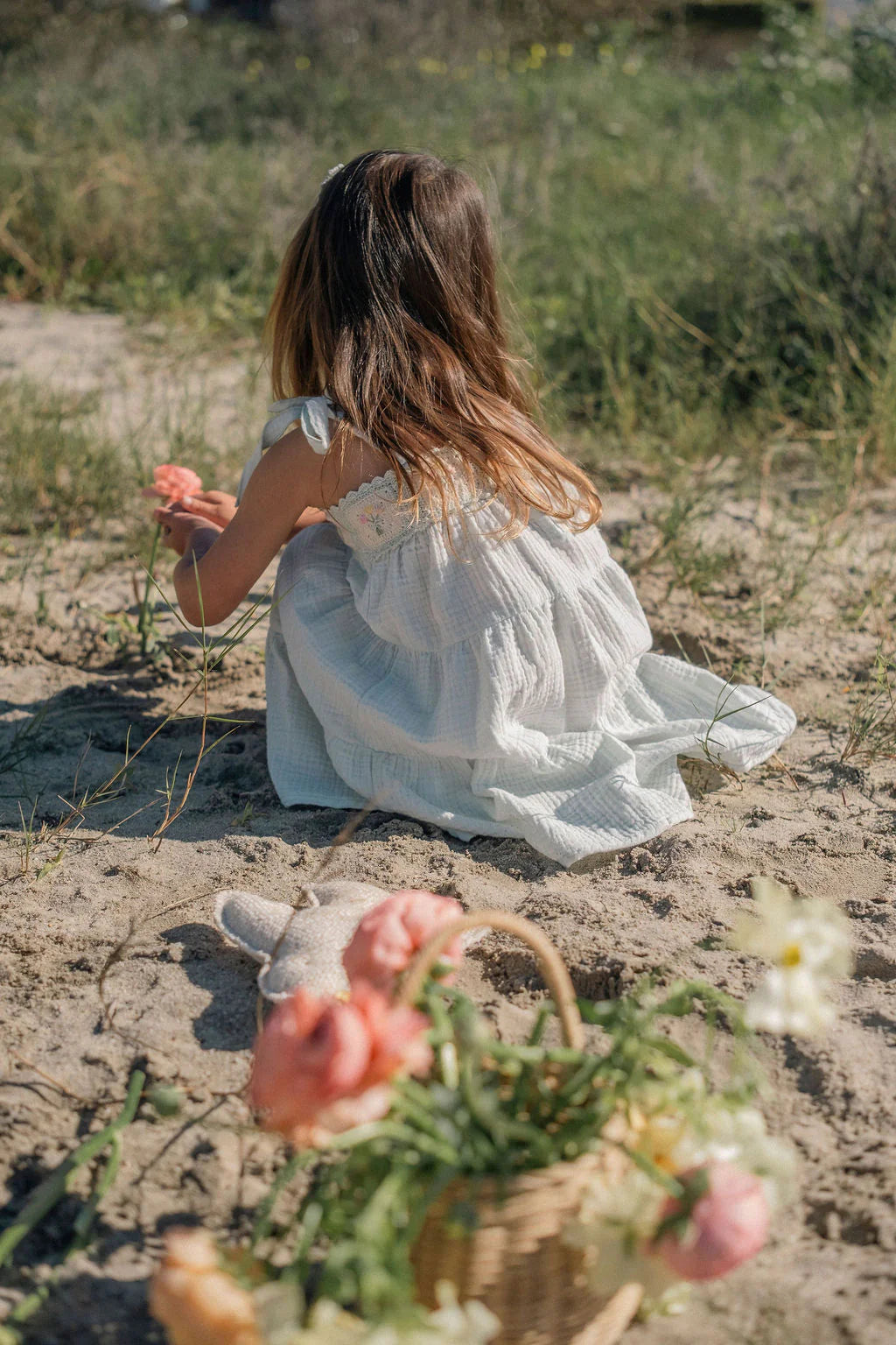 Crochet Dress in Blue Bouquet
