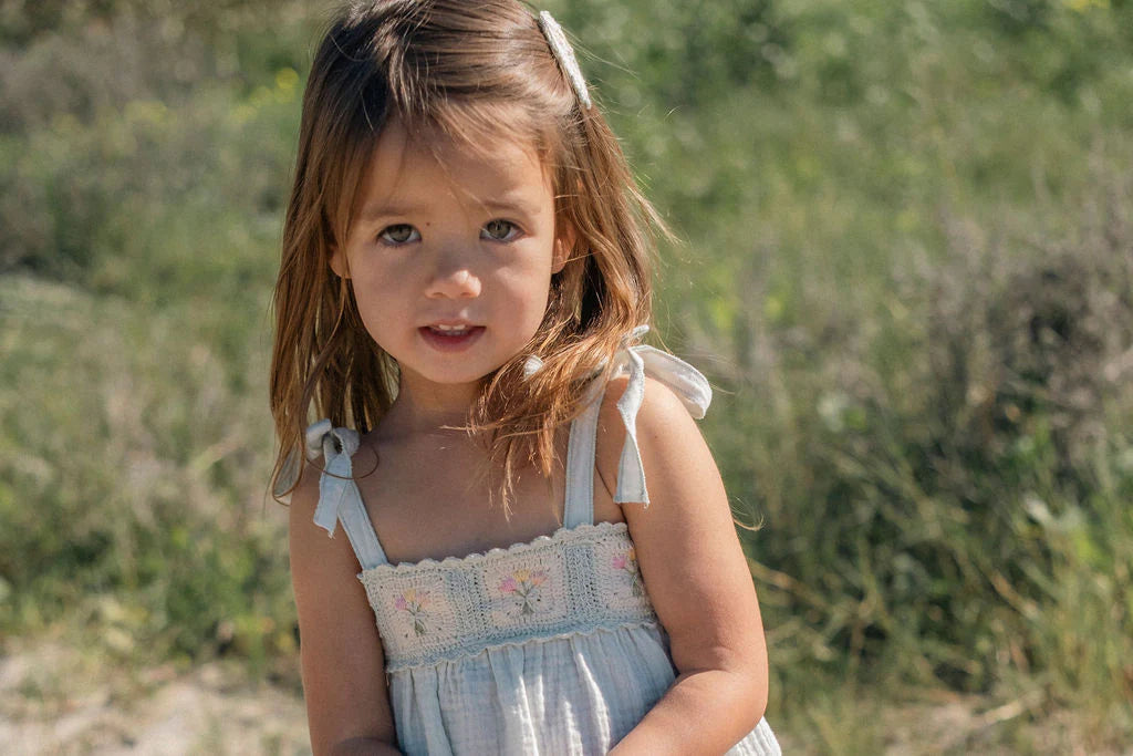 Crochet Dress in Blue Bouquet