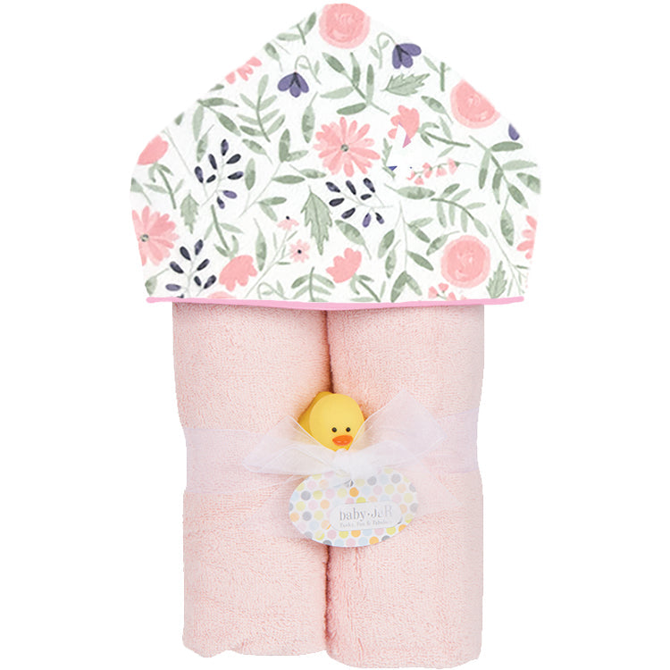 Watercolor Floral Plush Deluxe Hooded Towel - Twinkle Twinkle Little One
