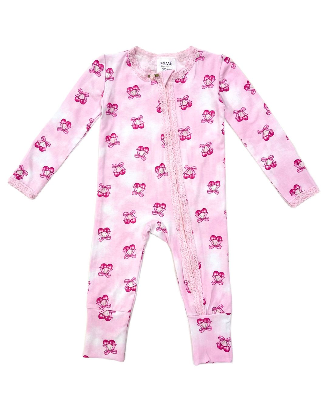 Sweet Cherry Lace Trim Flip-Footie - Twinkle Twinkle Little One