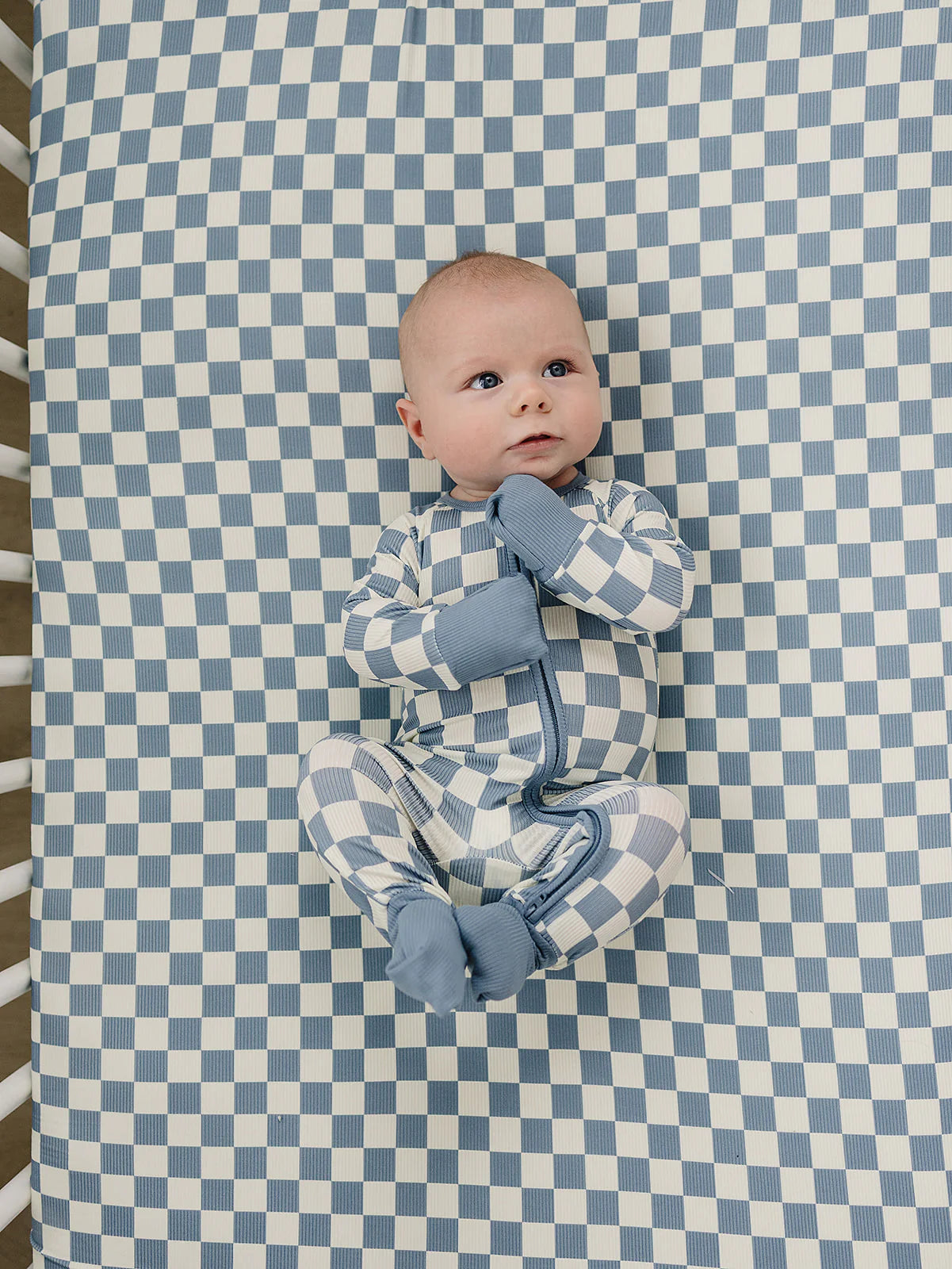 Blue Checkered Bamboo Zipper