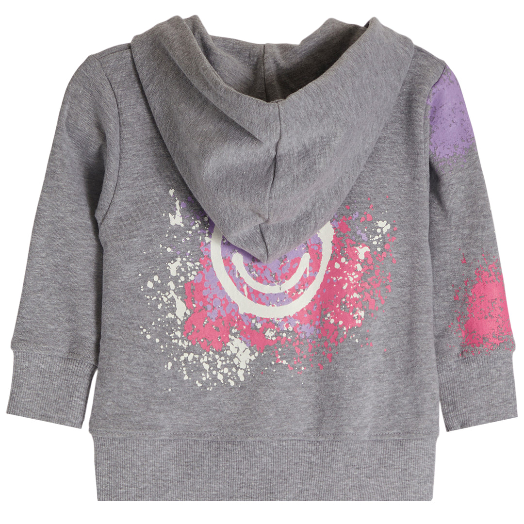 Little Mish Happy Girl Graffiti Zip Hoody - Heather - Twinkle Twinkle Little One