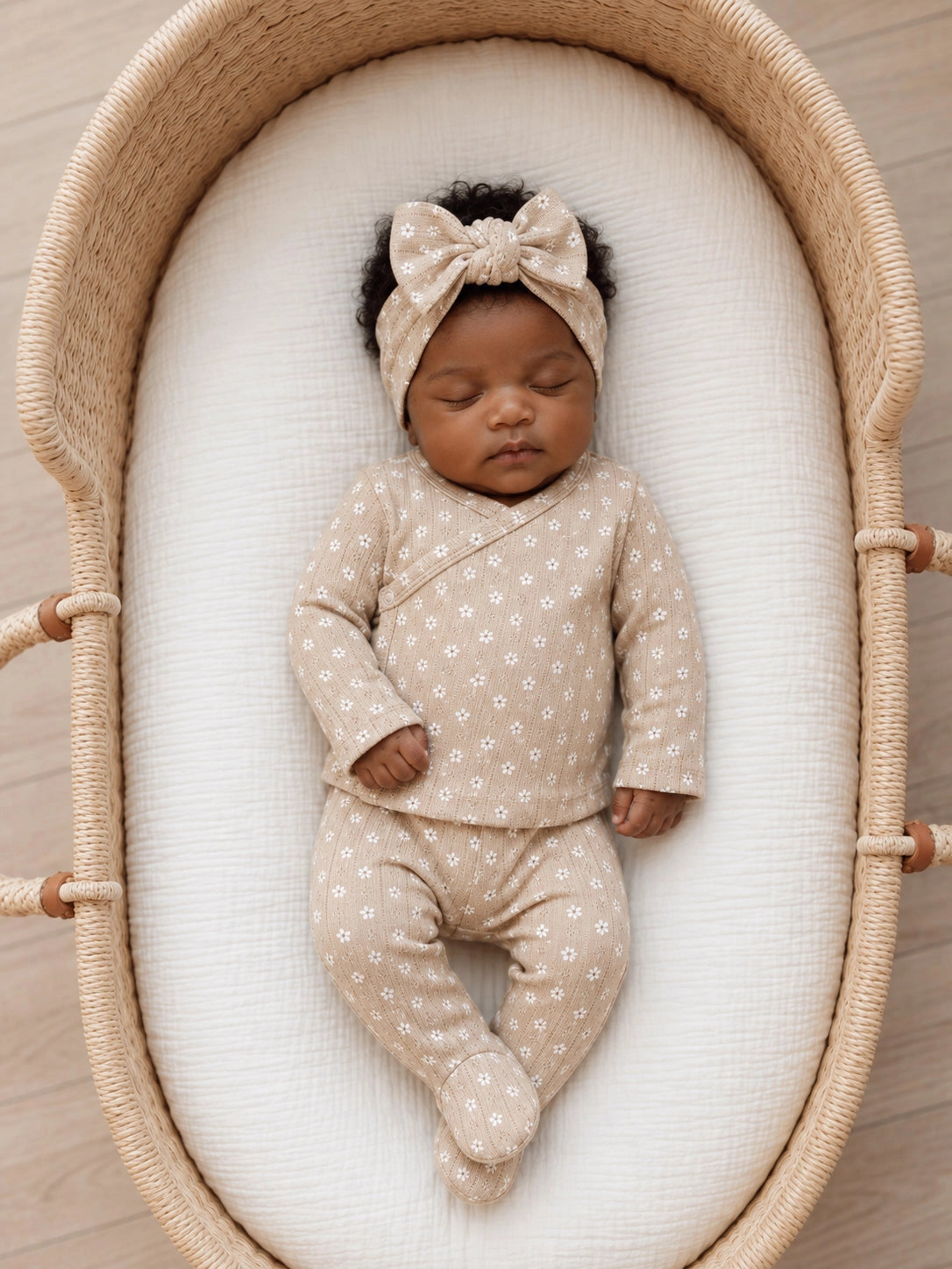 Almond Bloom Organic Pointelle Newborn Set