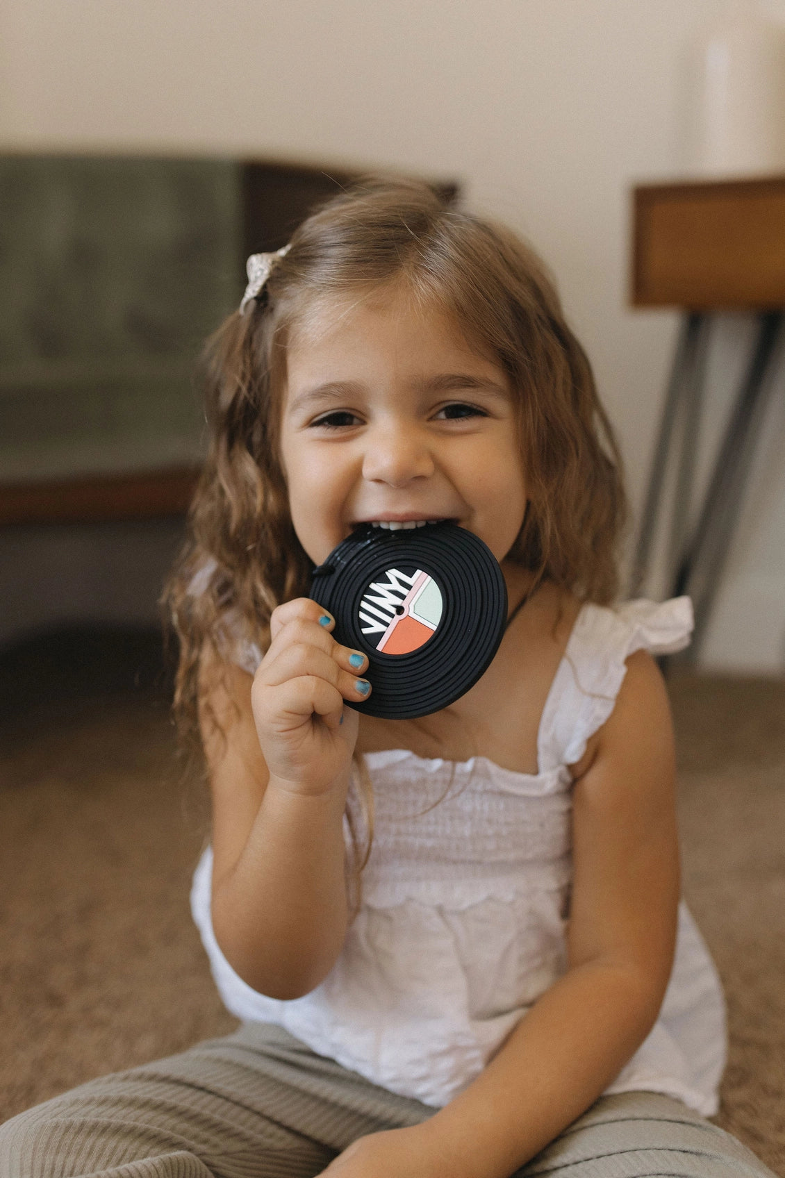 Vinyl Record Silicone Baby Teether Toy - Black