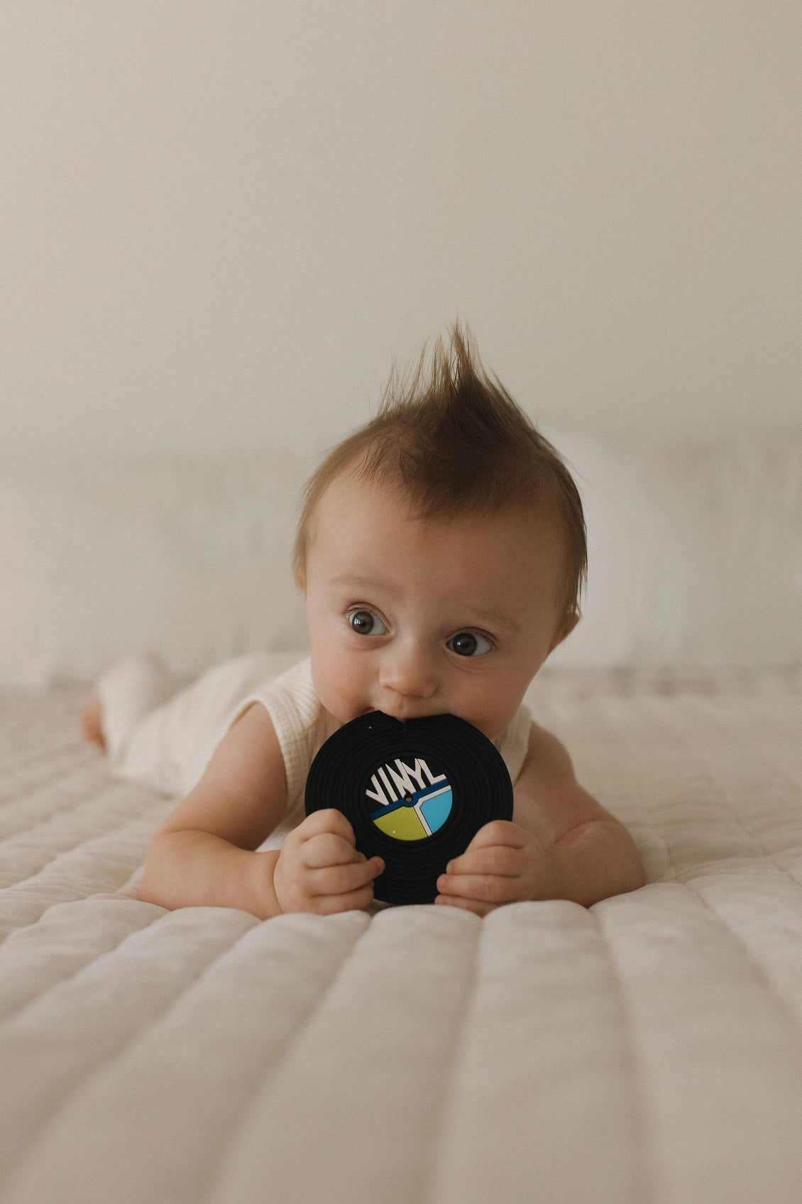 Vinyl Record Silicone Baby Teether Toy - Black