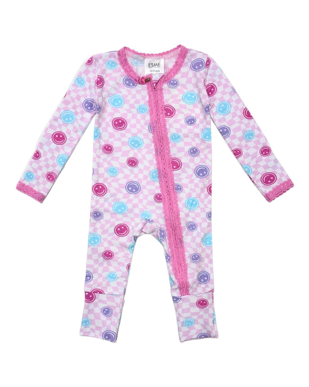 Smilee Girl Pink Lace Trim Flip-Footie - Twinkle Twinkle Little One
