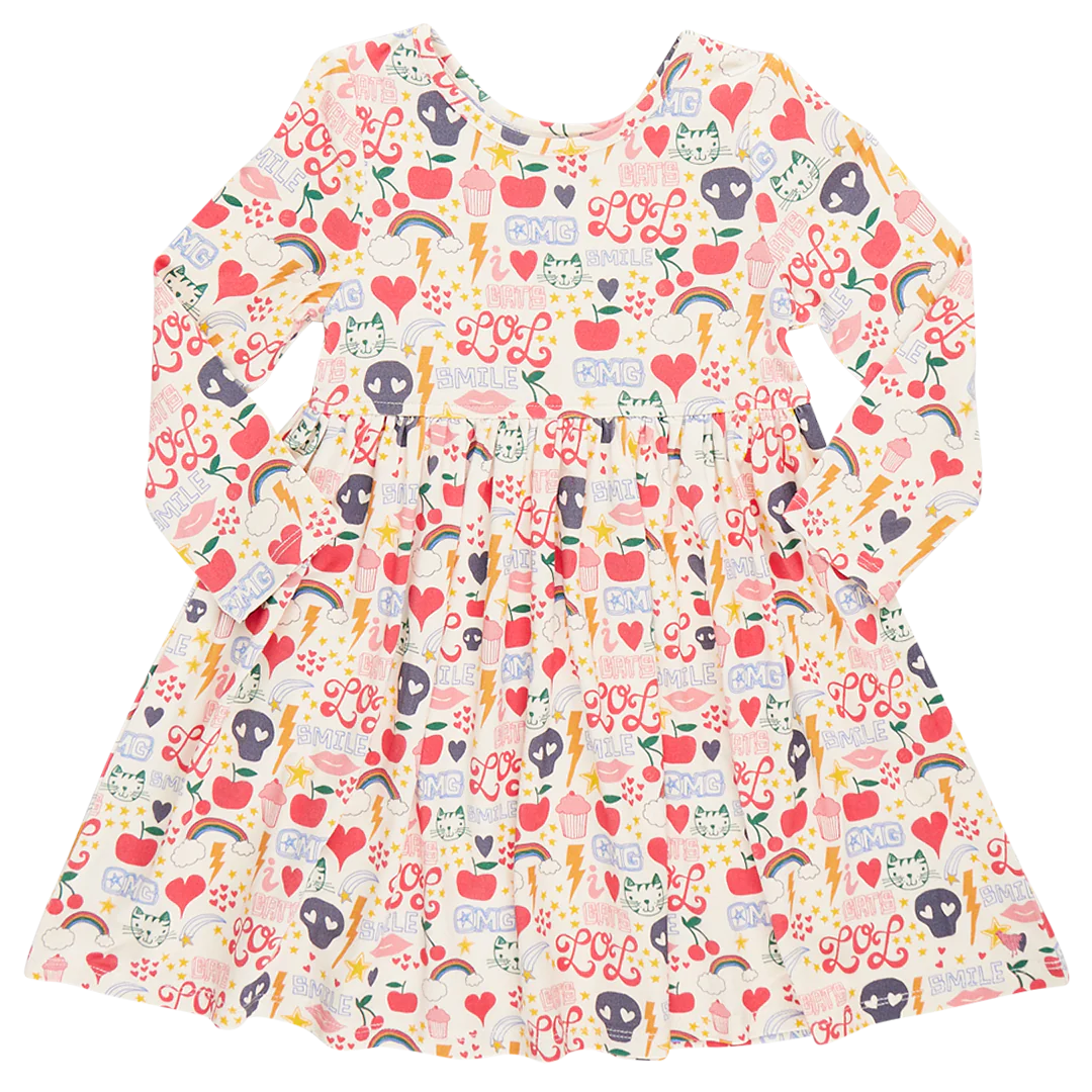 Girls Bamboo Steph Dress - Journal Doodle - Twinkle Twinkle Little One