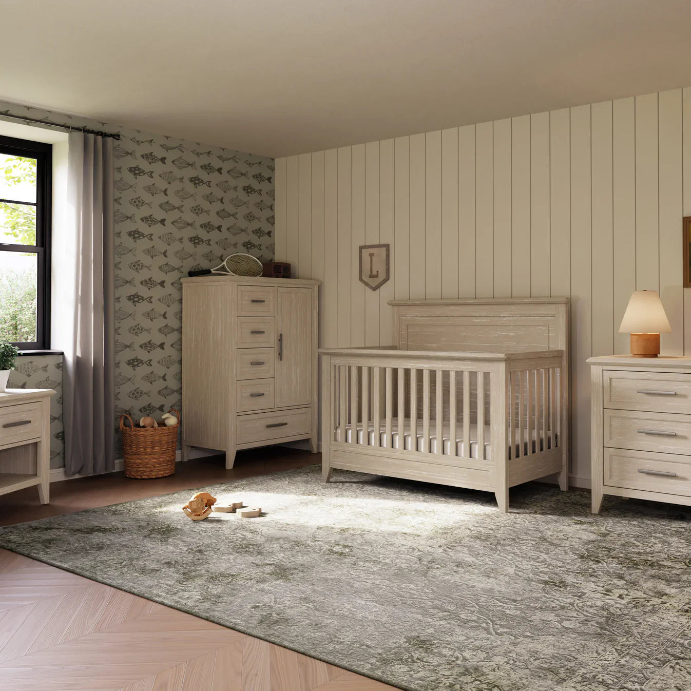 Monogram by Namesake Barrow Rustic 4-in-1 Convertible Flat Top Crib