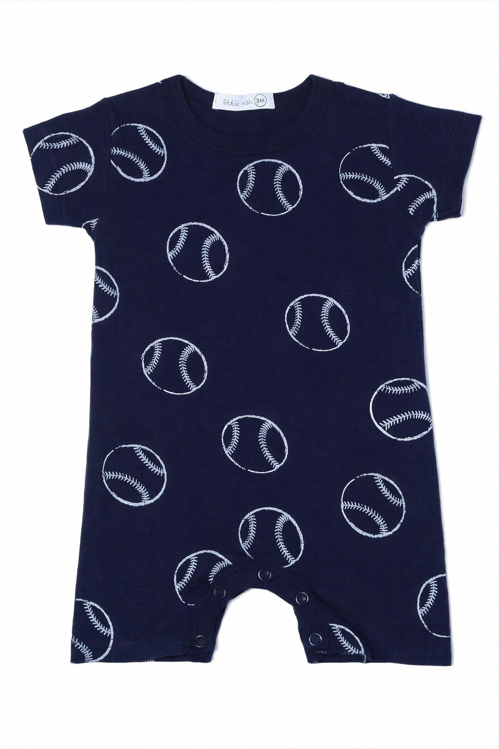 Baseball Print Shortall - Navy