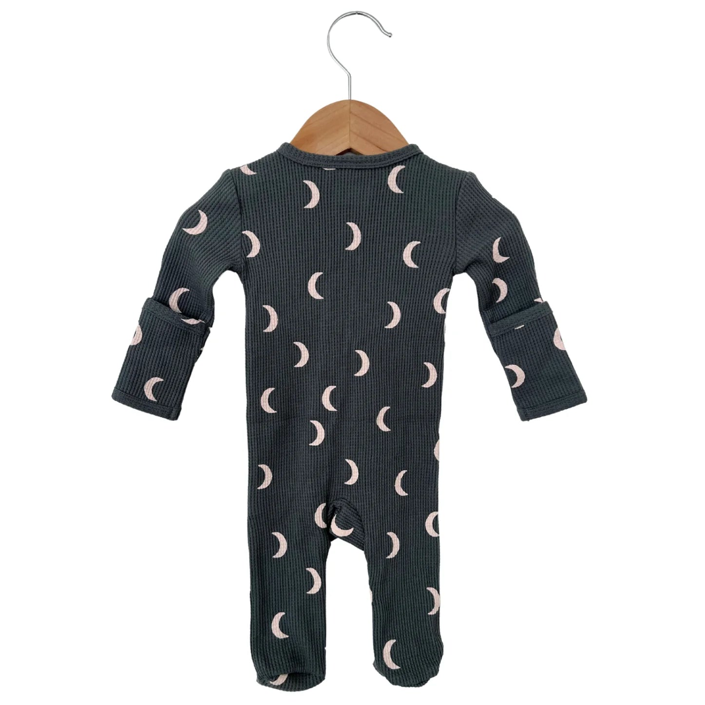 Organic Waffle Zip Footie-Moon - Twinkle Twinkle Little One
