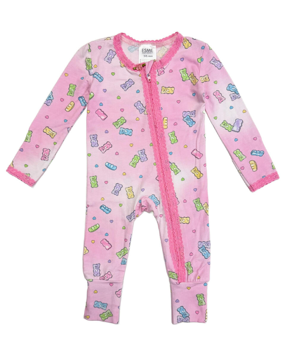 Candy Bears Lace Trim Flip-Footie - Twinkle Twinkle Little One